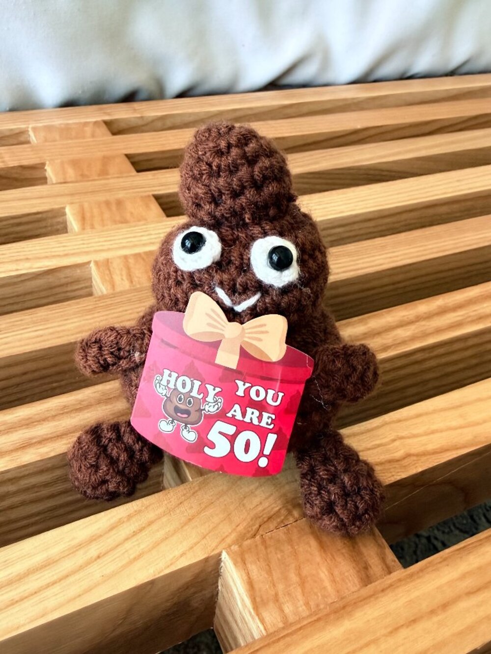 Handmade Crochet 50th Birthday Gag Gift | "Holy Poop You Are 50!" Doll